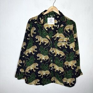Print Fresh Bagheera Button Up Pajama TOP ONLY Women's 1X Leopard Print Shirt